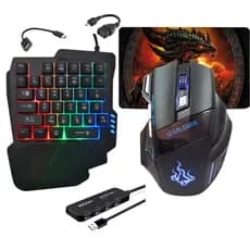 Kit Gamer Teclado One Hand E Mouse + Kit Celular + Mouse Pad