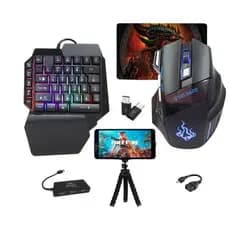 Kit Gamer Mouse E Teclado One Hand + Kit Cel Mobilador + Mouse Pad