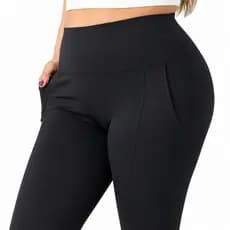 Calça Legging Montaria Plus Size Flanelada Grossa Com Bolso Frontal Térmica