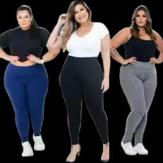 Calça Legging Plus Size Feminina Em Suplex Peluciada Cintura Alta Grossa Macia