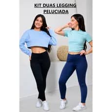 Kit 2 Calças Legging Flaneladas Peluciadas Infantil Juvenil Térmica Inverno Macia Quentinha