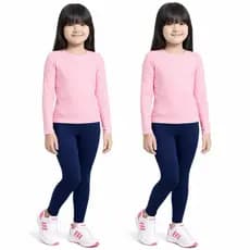 Kit 02 Calça Legging Infantil Juvenil Menina Leg Suplex Lisa Grossa Volta as Aulas