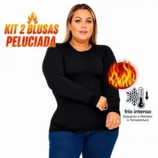 KIT 2 Blusa Térmica Feminina Segunda Pele Peluciada Manga Longa Inverno + Frio