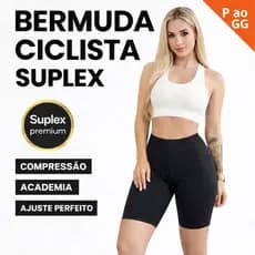 Bermuda Ciclista Plus Size Suplex Feminina Cintura Alta Academia Fitness