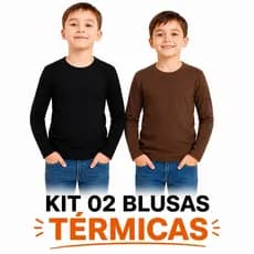 Kit 02 Blusas Segunda Pele Térmica Infantil Juvenil Unissex Escolar Para o Frio