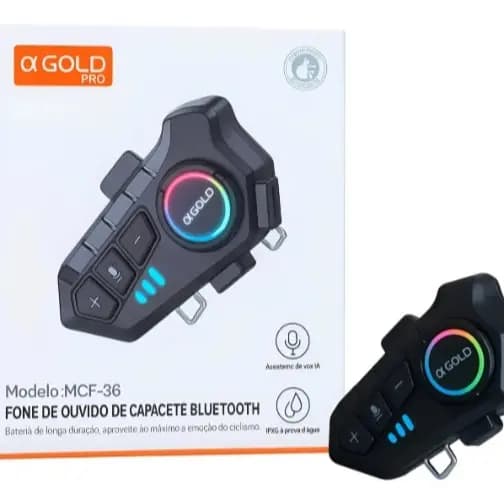 Fone de Ouvido Para Capacete Bluetooth Sem Fio A'Gold Comunicador Capacete MCF-36