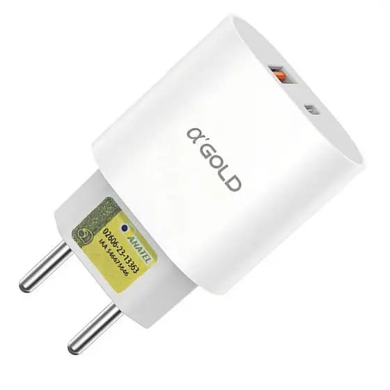 Fonte Base Carregador Turbo  duas Saidas Tipo-c e USB 40w A'gold  Tomada Carregador Iphone e Android CA40-4