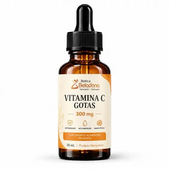 Vitamina C Líquida 300mg/ml em Gotas 30ml | Alta Absorção | Farmácia de Manipulação