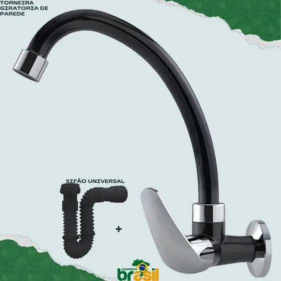 torneira preto cozinha parede bica movel 1/4 de volta torneira preta parede cozinha + sifao brinde