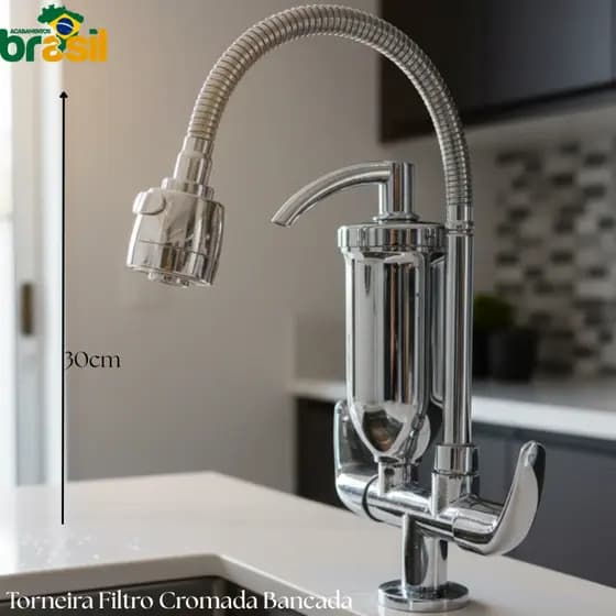 Torneira Filtro inox Cozinha bancada Gourmet com refil carvão ativado torneira com filtro cozinha