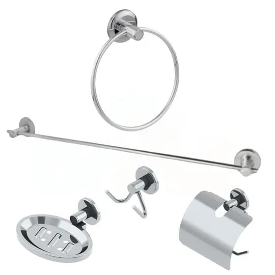 Kit Acessórios Banheiro Inox Stander Saboneteira Papeleira Porta Toalha Gancho