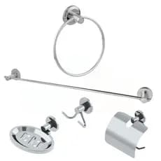 Kit Acessórios Banheiro Inox Stander Saboneteira Papeleira Porta Toalha Gancho