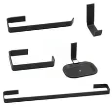 kit acessorios banheiro completo 5 peças papeleira cabideiro saboneteira porta toalha