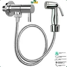 Ducha Higienica Premium Metal Cromado 1/4 De Volta Inox Completa Suporte Parafusos