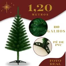 Árvore de Natal Tradicional Pinheiro 1,20m - 110 Galhos Verde Pinheirinho Decoração Natalina - Verde