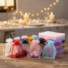 Kit 10/25/50/100 Saquinho Organza 10x15 Saco Para Lembrancinhas Decoração Presente Festa Casamento