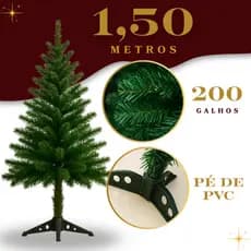 Árvore De Natal Pinheiro 150cm 200 Galhos Cheia Premium Verde