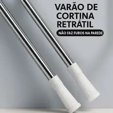 Barra para Cortina Ajustável Sem Furo Para Banheiro Box Porta Janela Metal e Plástico