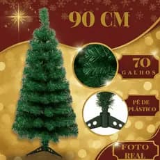 Árvore de Natal 90cm Tradicional Pinheiro 70 Galhos Verde e Nevada Luxo Decoração Natalina