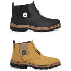 Kit 2 Pares Bota Masculina Com Elástico Botina Trabalho Dia A Dia Couro Sintético