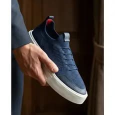 Tênis Masculino Sapatênis Meia Knit Cadarço de Elástico Couro Sintético Tecido