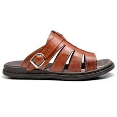 Sandália Chinelo Masculino Em Couro Sintético Anti Stress Anatômico Ortopédico