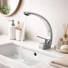 Torneira de Banheiro Cuba Lavatório Lavabo Monocomando Tutto Home Half Moon Meia lua curvada Luxo