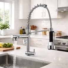 Torneiras de Cozinha Monocomando Gourmet Tutto Home Extensivel com Acionamento Agua quente e fria