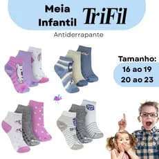 Kit 3 e 6 pares meia infantil ANTIDERRAPANTE menino menina Trifil
