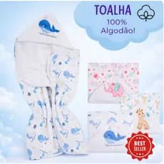 Toalha de Banho Bebê com Capuz 85x85cm 100% Algodão Extra Macio Soft