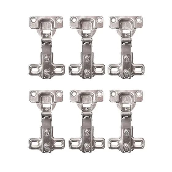 Kit 6 Dobradiça Curva 26mm Alta Porta Armário Móveis com Calço