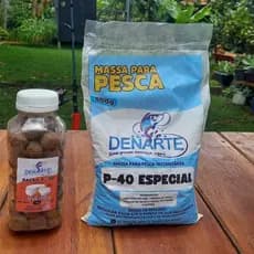 Massa Para Pesca Instantânea P-40 Especial 500g + Ração P-40 Sabor da sua escolha.