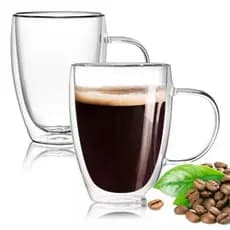 Conjunto 2 Xícaras Parede Dupla de Vidro borossilicato 350 ML Jogo Canecas Para Café Chá Cappuccino