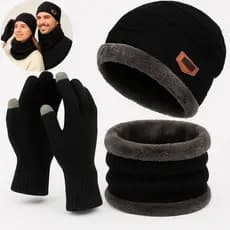Kit Inverno Touca Gorro Cachecol Gola Luva Térmica Frio Intenso Masculino Feminino Forrado Unissex