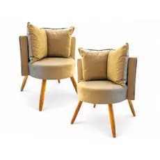 Kit 2 Poltronas Decorativas Isah | Estilo Luxuoso e Confortável com Acabamento de Alto Padrão