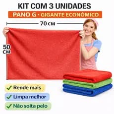 Kit 3 Pano de Chão Gigante Microfibra Multiuso Pano Para Limpeza