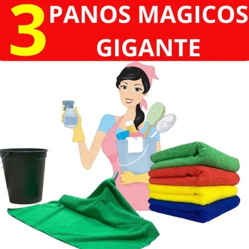 Kit 3 Pano de Chão Gigante Microfibra Multiuso, Pano Para Limpeza Grande Doméstico e Automotivo