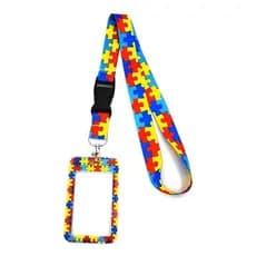 Cordão Autismo Porta Crachá Identificação Para Autista Autismo Cordão Quebra Cabeça