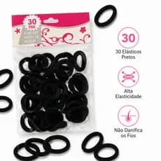 Kit 30 Elásticos de Cabelo Pretos Xuxinhas Pretas Alta Elasticidade Resistente Não Danifica os Fios