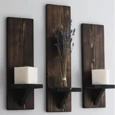 Prateleira de Madeira Rustica Porta Vaso Vela Grande Decoração Parede Estante Decorativa Pinus Suporte Planta Parede