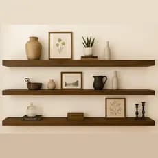 3 Prateleiras Com Suporte Invisível Madeira Maciça 100x20cm