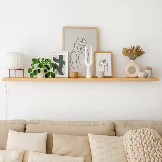 Prateleira de Madeira 100x15cm com Suporte Invisível Estilo Flutuante Decorativa