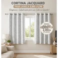 Cortina Jacquard Janela 2,80x1,70 C/ Ilhós Sala Quarto Luxo