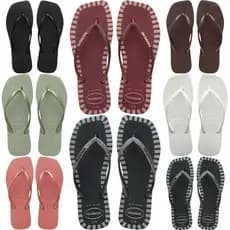 Chinelo Havaianas Slim Square Lisa e Contour Glitter Feminino Original Envio Rápido