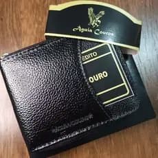 Carteira Masculina Couro 100% Legítimo com Zíper Porta Moedas e Porta Cartão