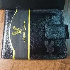 Carteira Masculina 100% Couro Legítimo Premium Preto Com Fecho e Porta Documentos Completa