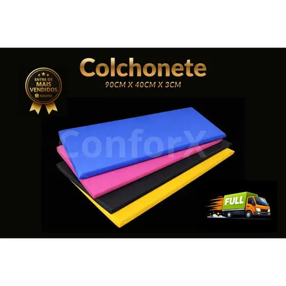 KIT 2 UN Colchonete 90cm x 40cm x 3cm D28 Preto, Azul ou Rosa Creche Academia Ginastica Pilates