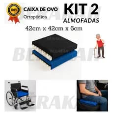 KIT 2 - ALMOFADA PARA ASSENTO ESPUMA CAIXA DE OVO D28 42X42X6CM + CAPA COM ZÍPER