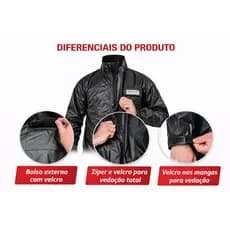 Capa de Chuva Moto Impermeável UNISSEX Vedação Total, Zíper e Velcro