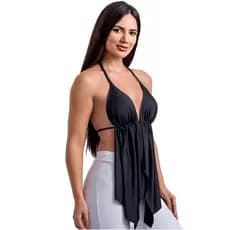 Cropped Feminino Malibu Top sem e com Bojo Frente Única Look Verão Praia Casual Tendencia